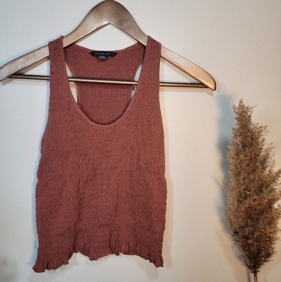 AMERICAN Eagle ruched rust color crop top. Size small. - Picture 1 of 8